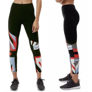 Sweaty Betty Black Leggings with Red and Blue Accents